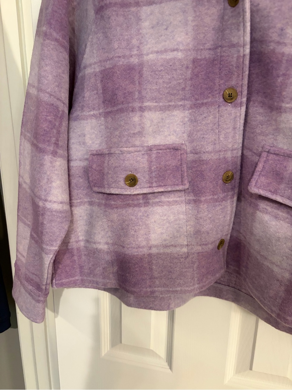 Madewell Brushed Plaid Shacket Lavender Ombre Medium - Picture 9 of 10